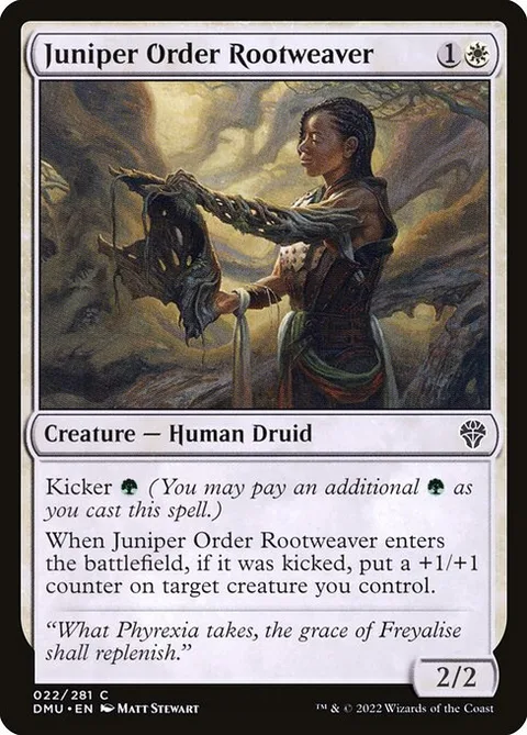 Juniper Order Rootweaver, card 22 from Dominaria United
