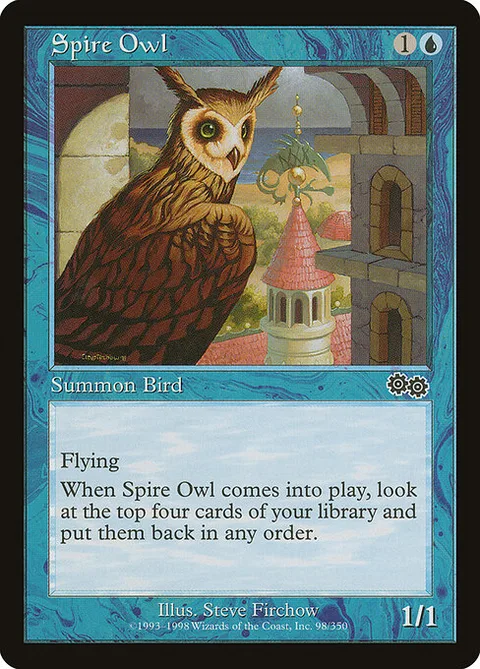 Spire Owl, card 98 from Urza's Saga
