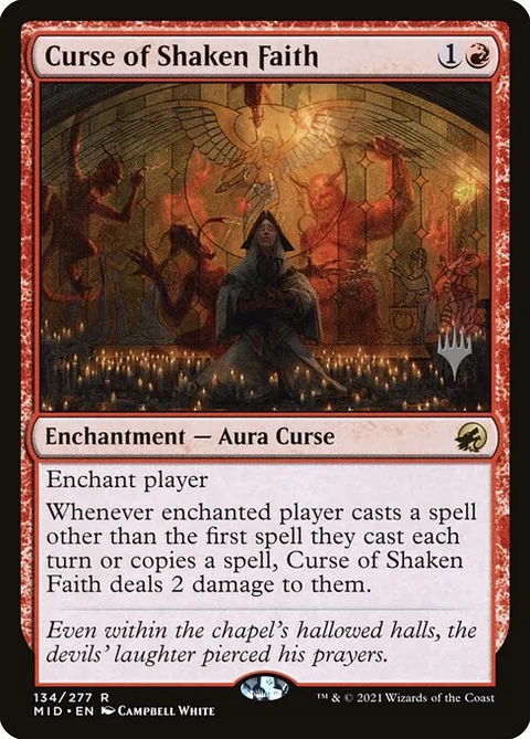 Curse of Shaken Faith, card 134p from Innistrad: Midnight Hunt Promos
