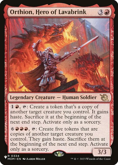 Orthion, Hero of Lavabrink, card MOM-334 from The List