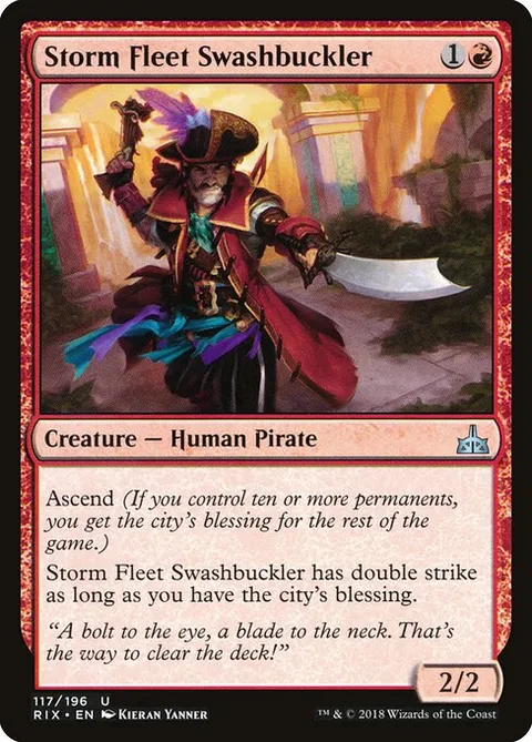 Storm Fleet Swashbuckler, card 117 from Rivals of Ixalan