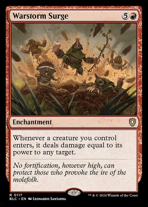 Warstorm Surge, carte 117 de Bloomburrow Commander