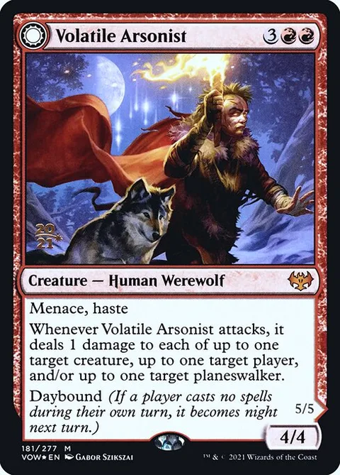 Volatile Arsonist // Dire-Strain Anarchist, card 181s from Innistrad: Crimson Vow Promos