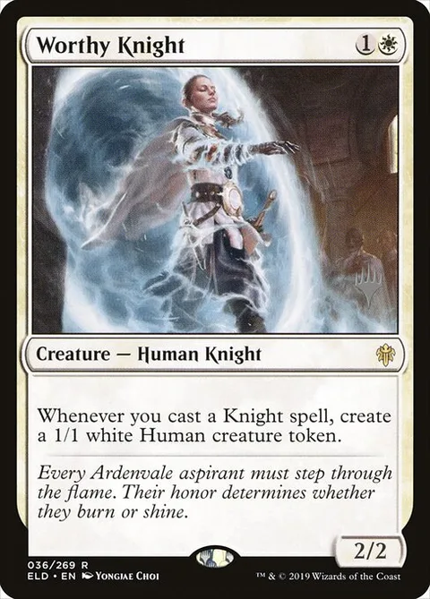 Worthy Knight, card 36p from Throne of Eldraine Promos