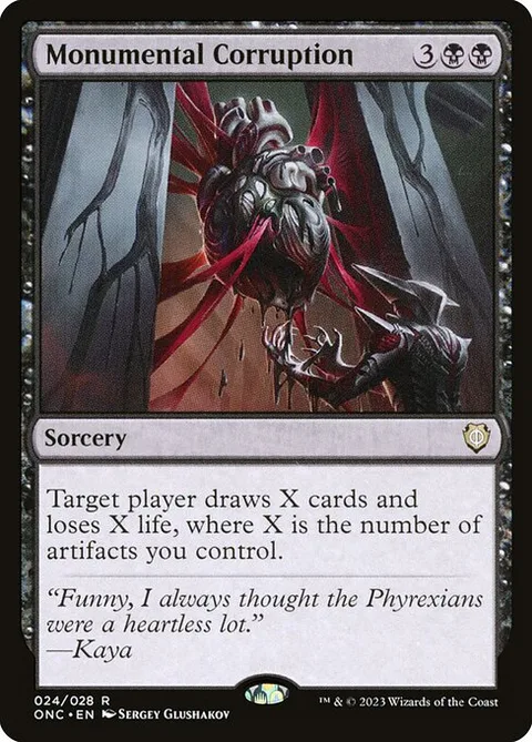 Monumental Corruption, card 24 from Phyrexia: All Will Be One Commander