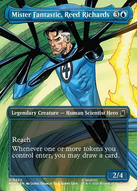 Mister Fantastic, Reed Richards, card 320 from Marvel Super Heroes