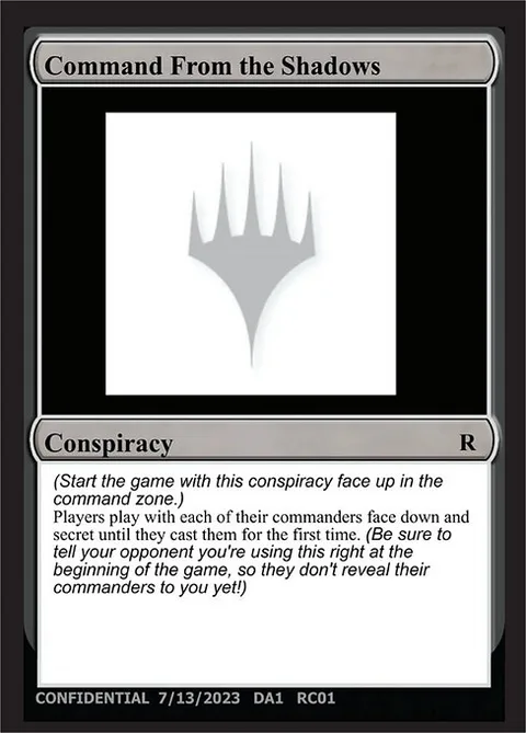 Command From the Shadows, card RC01b from Unknown Event