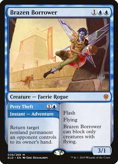 Brazen Borrower // Petty Theft, card 39p from Throne of Eldraine Promos