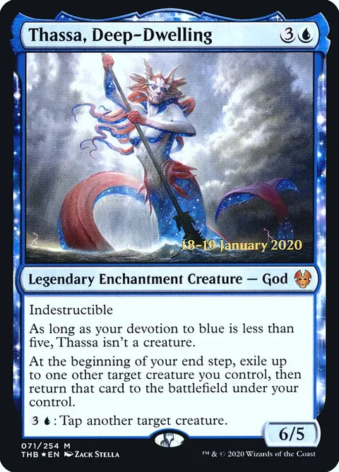 Thassa, Deep-Dwelling, card 71s from Theros Beyond Death Promos