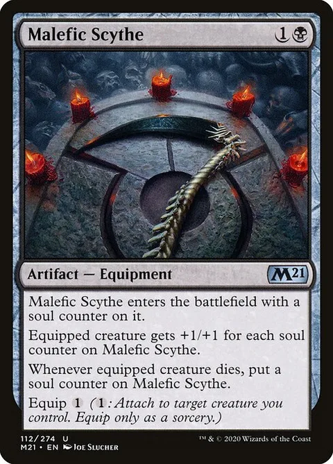 Malefic Scythe, card 112 from Core Set 2021
