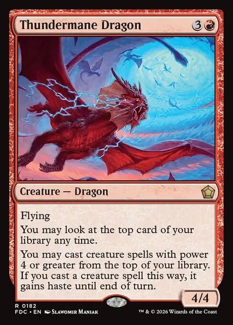 Thundermane Dragon, card 182 from Foundations Commander