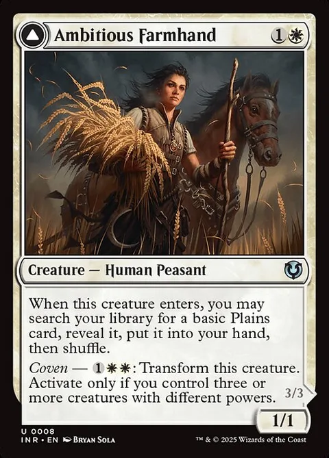 Ambitious Farmhand // Seasoned Cathar, card 8 from Innistrad Remastered