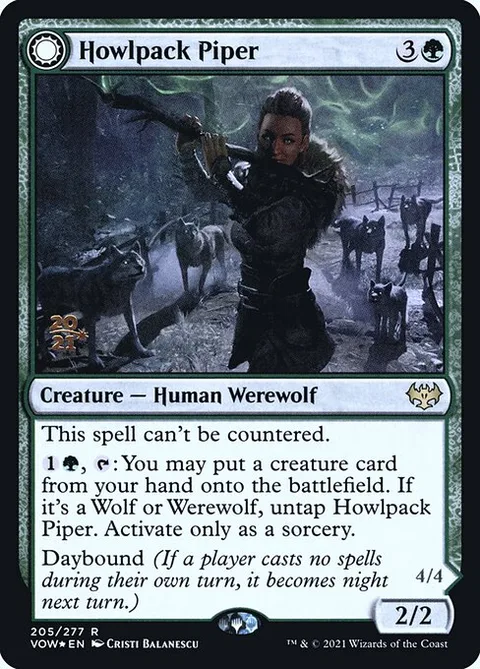 Howlpack Piper // Wildsong Howler, carte 205s de Innistrad: Crimson Vow Promos