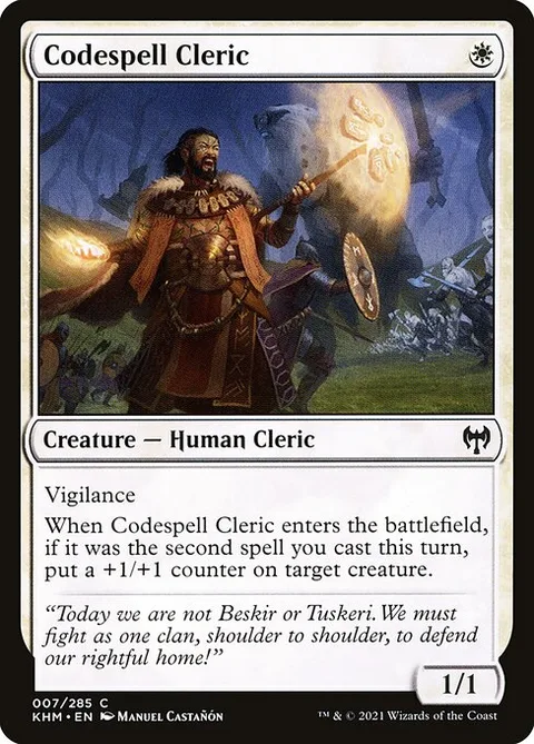 Codespell Cleric, card 7 from Kaldheim