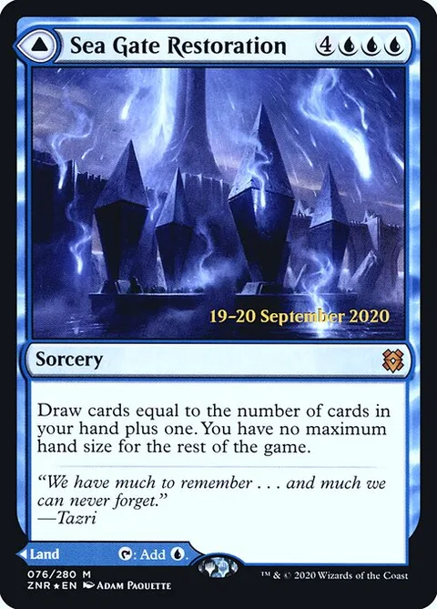 Sea Gate Restoration // Sea Gate, Reborn, card 76s from Zendikar Rising Promos