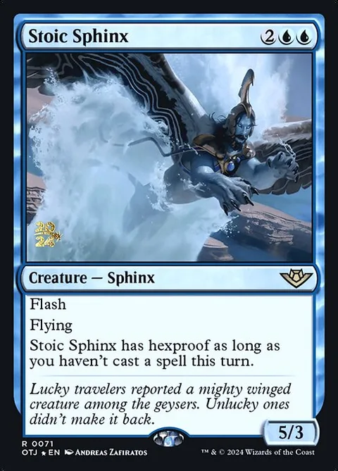 Stoic Sphinx, card 71s from Outlaws of Thunder Junction Promos