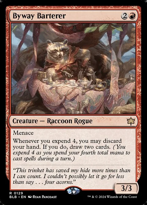 Byway Barterer, card 129p from Bloomburrow Promos