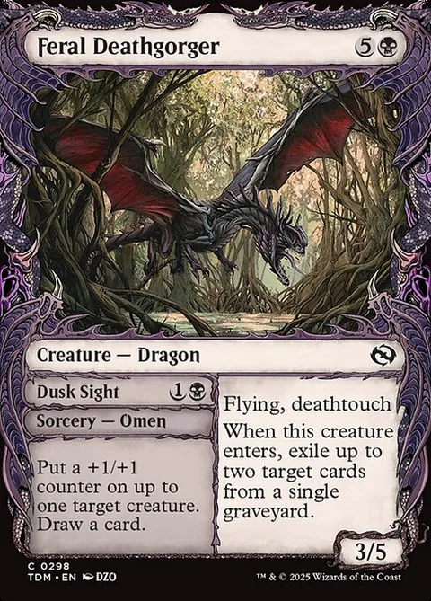Feral Deathgorger // Dusk Sight, card 298 from Tarkir: Dragonstorm