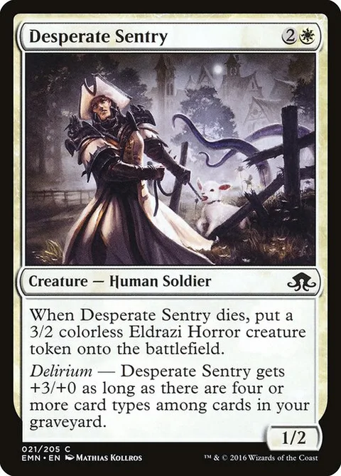 Desperate Sentry, card 21 from Eldritch Moon