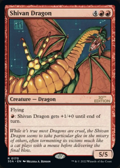 Shivan Dragon, card 170 from 30th Anniversary Edition
