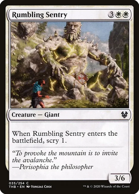 Rumbling Sentry, card 35 from Theros Beyond Death