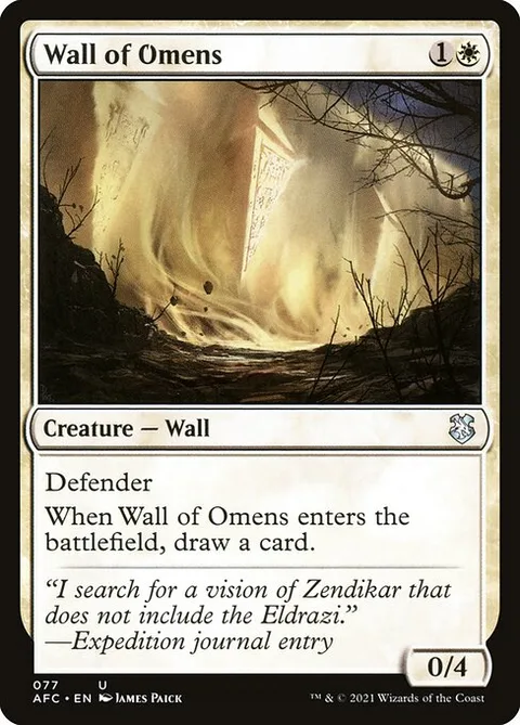 Wall of Omens, card 77 from Forgotten Realms Commander