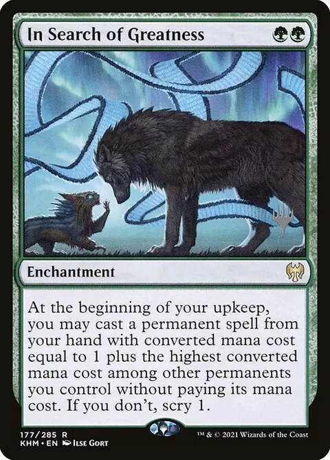 In Search of Greatness, card 177p from Kaldheim Promos