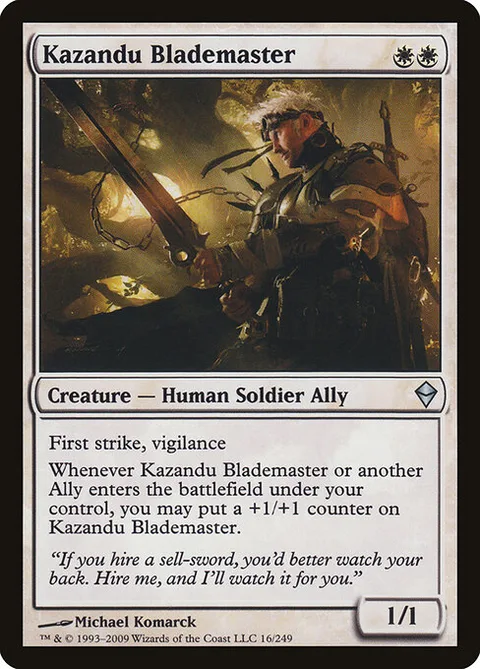 Kazandu Blademaster, card 16 from Zendikar