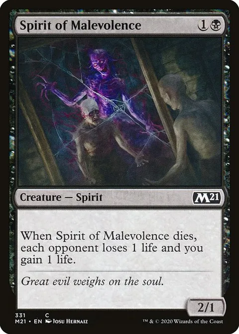 Spirit of Malevolence, card 331 from Core Set 2021