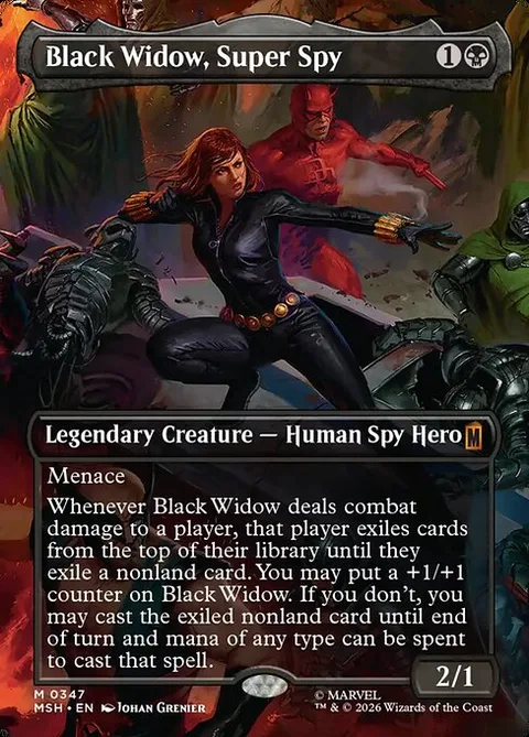 Black Widow, Super Spy, carte 347 de Marvel Super Heroes