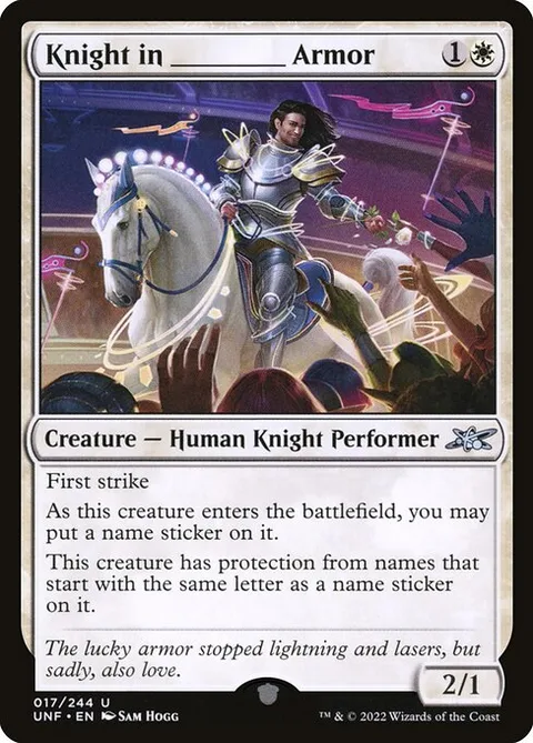 Knight in _____ Armor, card 17 from Unfinity