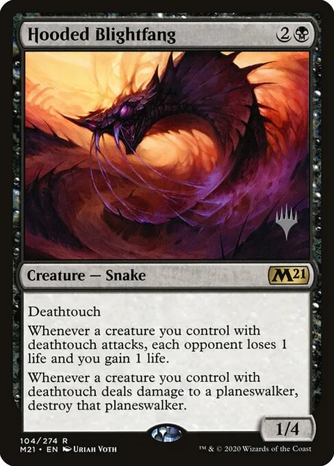 Hooded Blightfang, card 104p from Core Set 2021 Promos