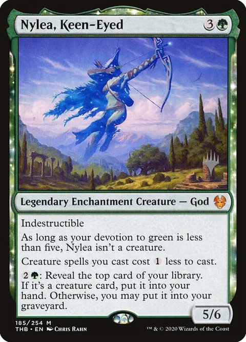 Nylea, Keen-Eyed, card 185p from Theros Beyond Death Promos