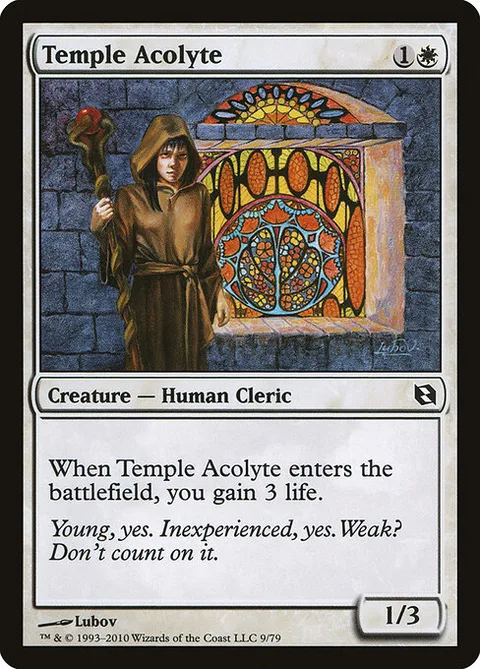Temple Acolyte, card 9 from Duel Decks: Elspeth vs. Tezzeret