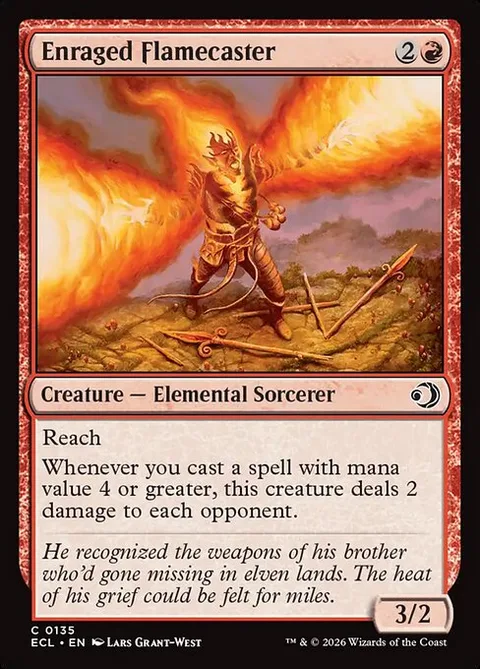 Enraged Flamecaster, card 135 from Lorwyn Eclipsed