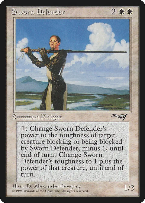 Sworn Defender, card 19 from Alliances