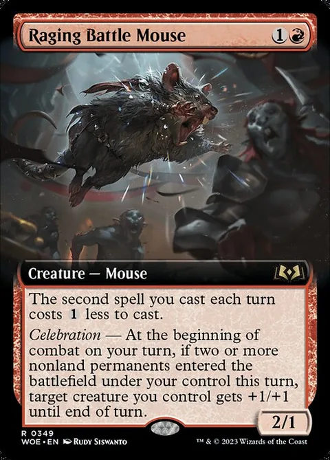 Raging Battle Mouse, card 349 from Wilds of Eldraine