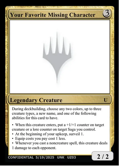 Your Favorite Missing Character, card UZ03 from Unknown Event