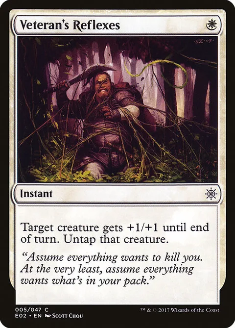Veteran's Reflexes, card 5 from Explorers of Ixalan