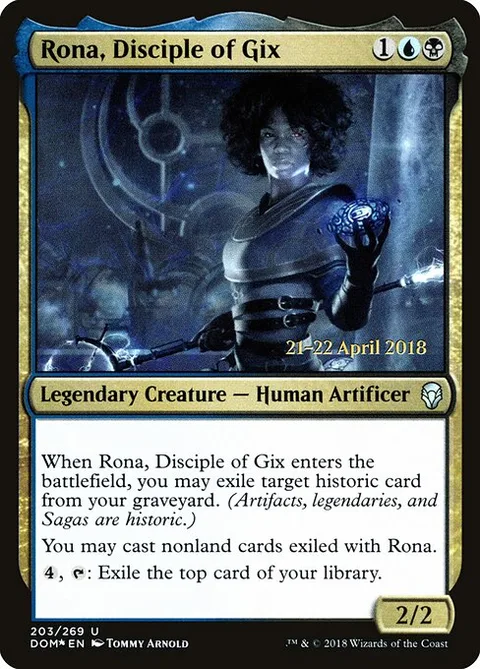 Rona, Disciple of Gix, card 203s from Dominaria Promos
