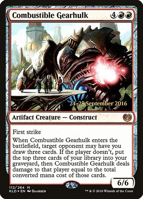 Combustible Gearhulk, card 112s from Kaladesh Promos