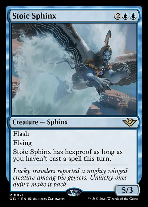 Stoic Sphinx, card 71p from Outlaws of Thunder Junction Promos