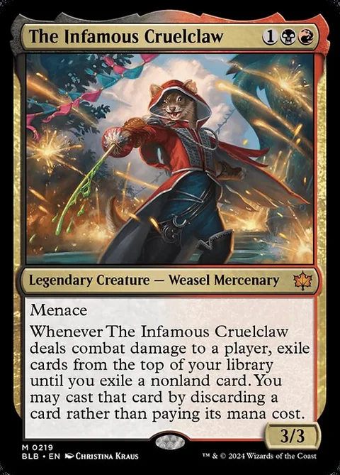 The Infamous Cruelclaw, card 219 from Bloomburrow