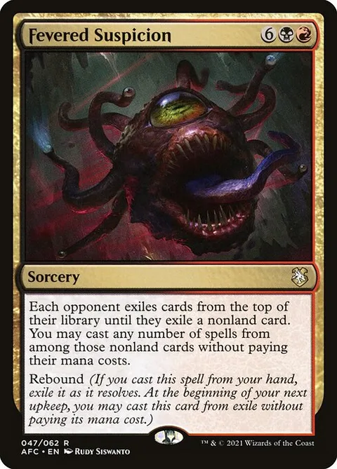 Fevered Suspicion, card 47 from Forgotten Realms Commander