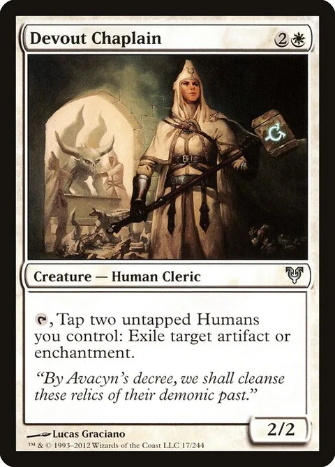 Devout Chaplain, card 17 from Avacyn Restored