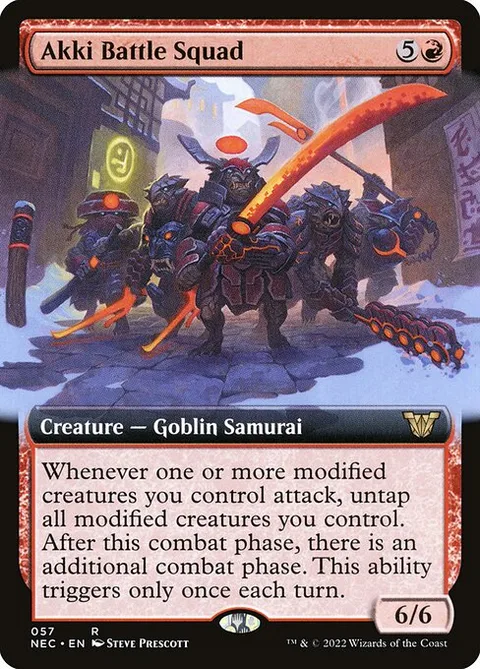 Akki Battle Squad, card 57 from Neon Dynasty Commander