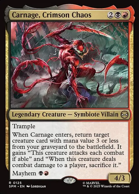 Carnage, Crimson Chaos, card 125 from Marvel's Spider-Man