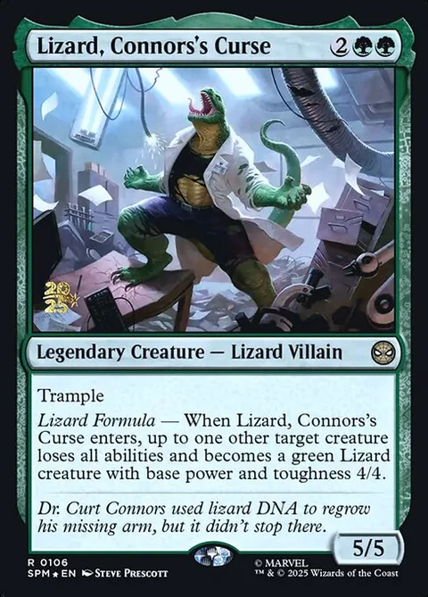 Lizard, Connors's Curse, card 106s from Marvel's Spider-Man Promos