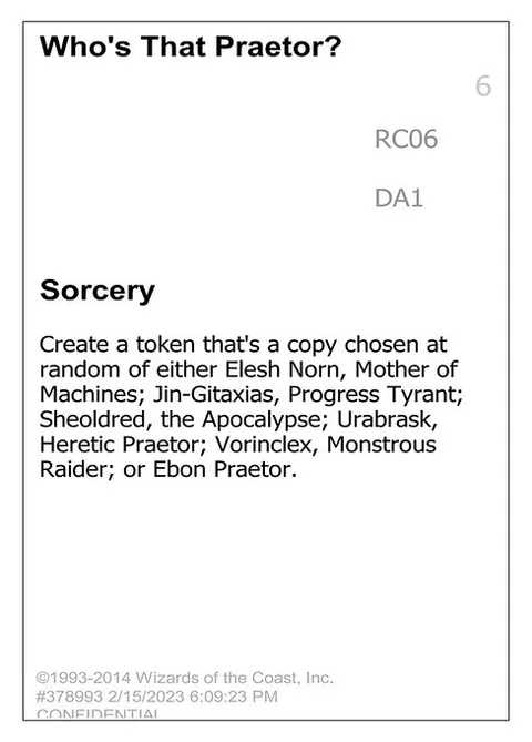 Who's That Praetor?, card RC06 from Unknown Event