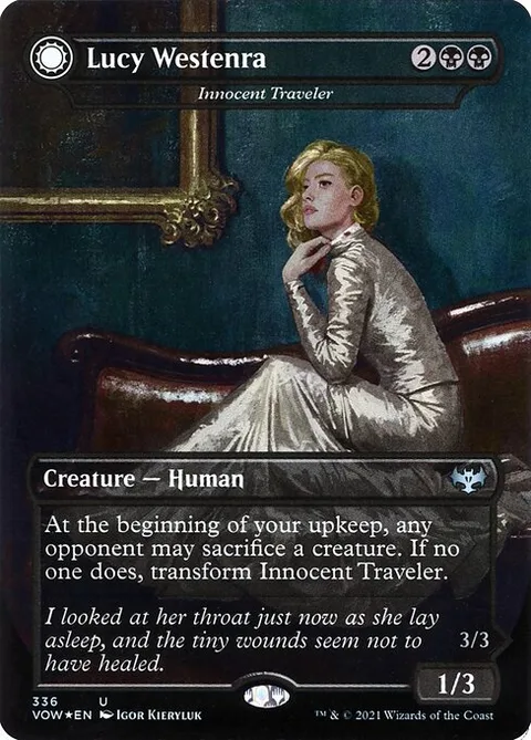 Innocent Traveler // Malicious Invader, card 336 from Innistrad: Crimson Vow